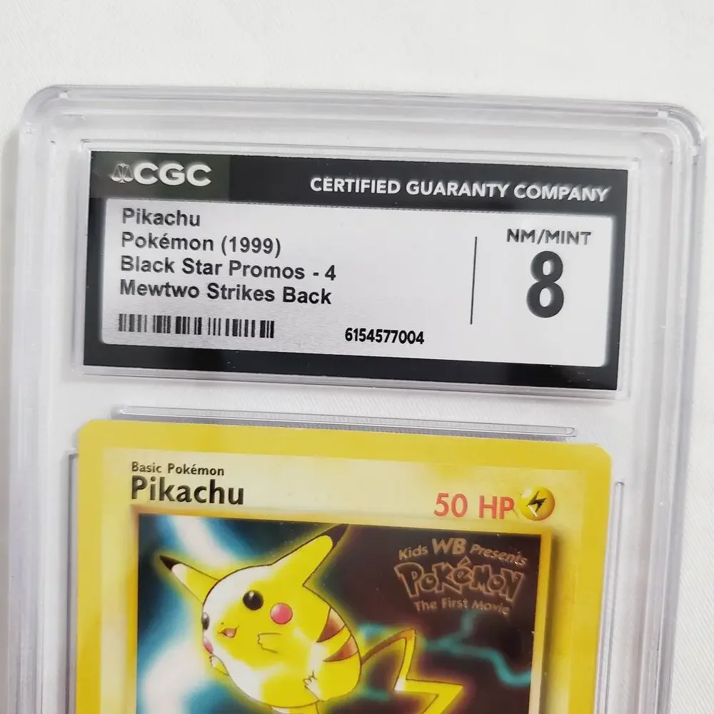 LNew-Vintage '99 Pikachu: Black Star Movie Promo Pokemon CGC Graded 8 EXMT+